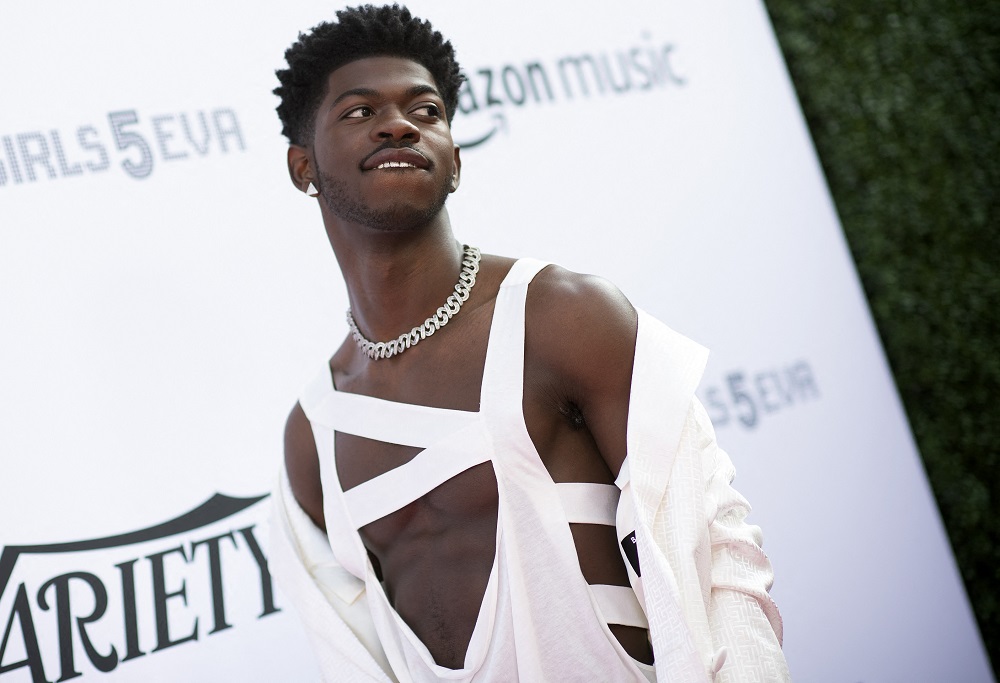 The suit, reinvented in cut-out style by Lil Nas X. u00e2u20acu201d AFP pic