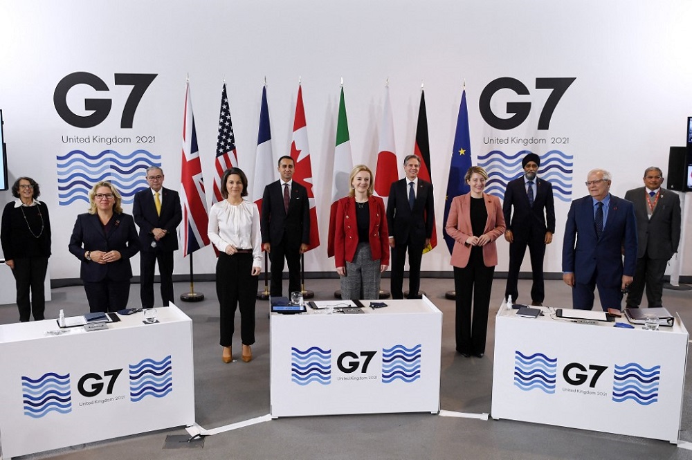 G7 leaders pose for a group picture ahead of the groupu00e2u20acu2122s summit in Liverpool December 12, 2021. u00e2u20acu201d AFP pic