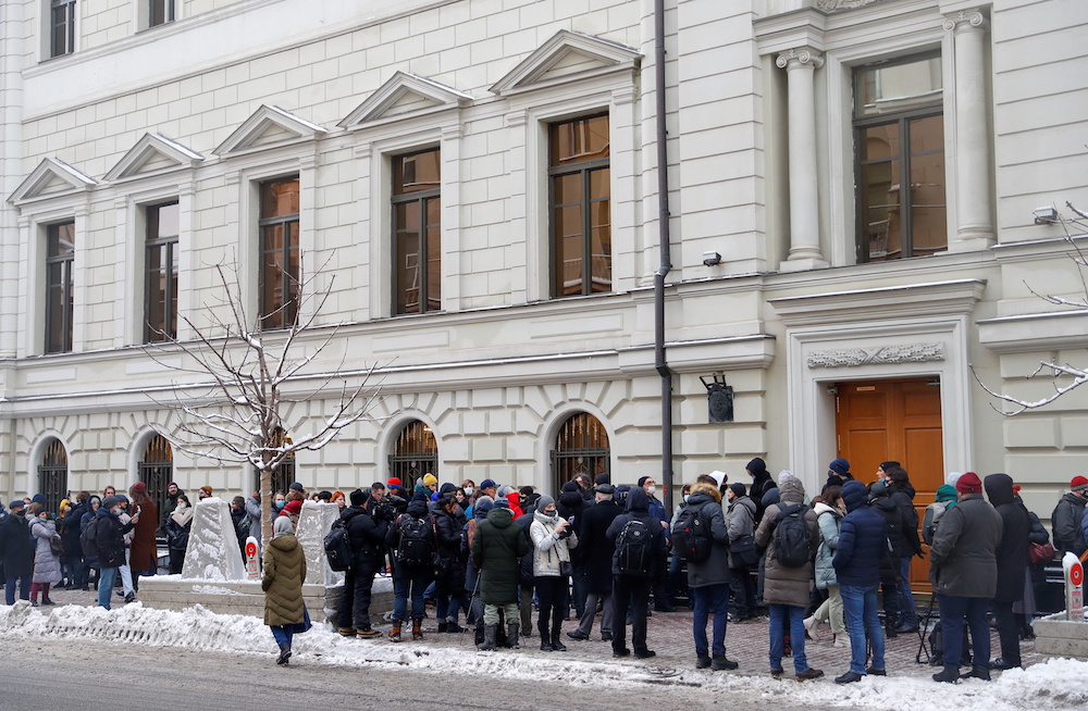 People gather outside a court building during a hearing of the Russian Supreme Court to consider the closure of the human rights group Memorial in Moscow, Russia, December 14, 2021. u00e2u20acu201d Reuters pic