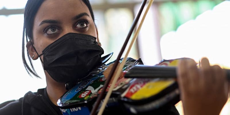 Cristina Vazquez joined the orchestra at age 12 when it was part of the curriculum at her school in the southern district of Vallecas, one of Madridu00e2u20acu2122s poorest neighbourhoods. u00e2u20acu201d AFP pic