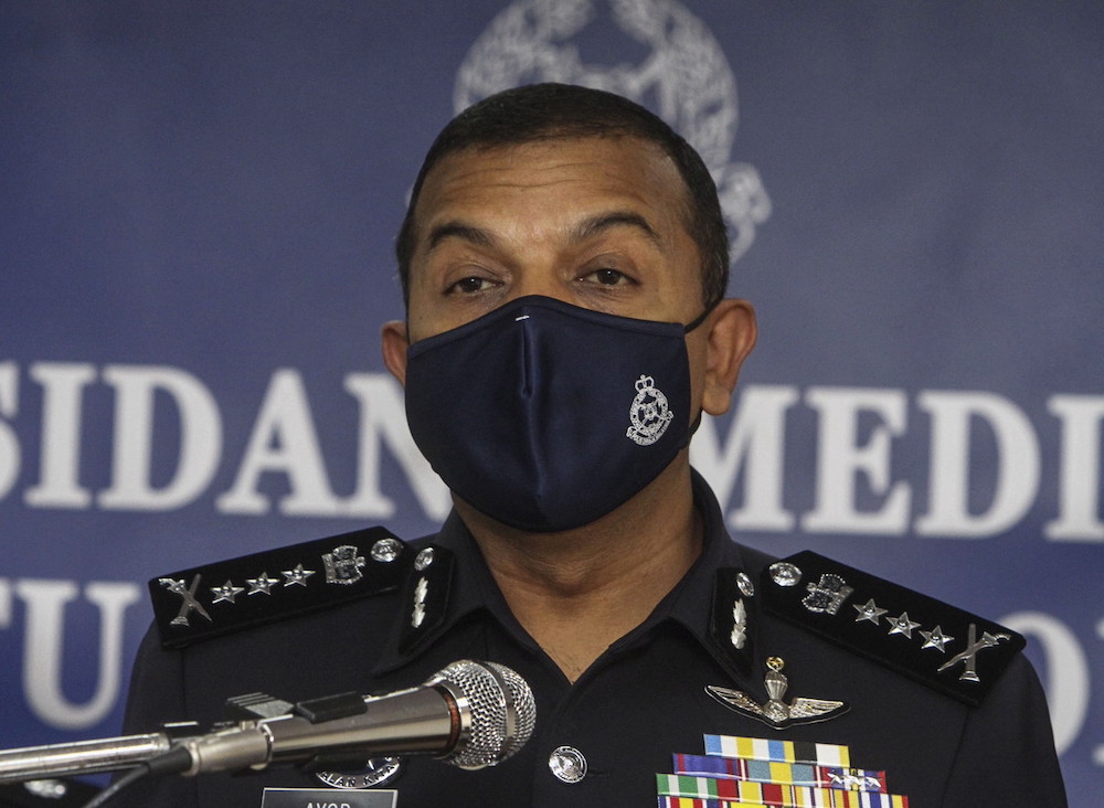 Datuk Ayob Khan during a media conference at the Johor police contingent headquarters in Johor Baru December 27, 2021. u00e2u20acu201d Bernama pic