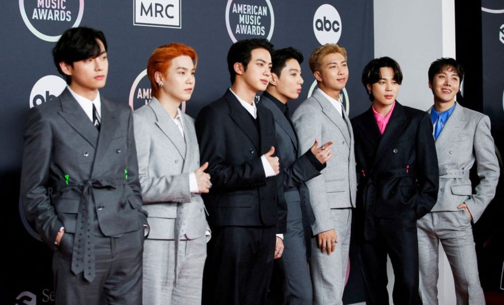 V, Suga, Jin, Jungkook, RM, Jimin and J-Hope of BTS arrive at the 2021 American Music Awards at the Microsoft Theater in Los Angeles, California, US, November 21, 2021. u00e2u20acu201d Reuters pic