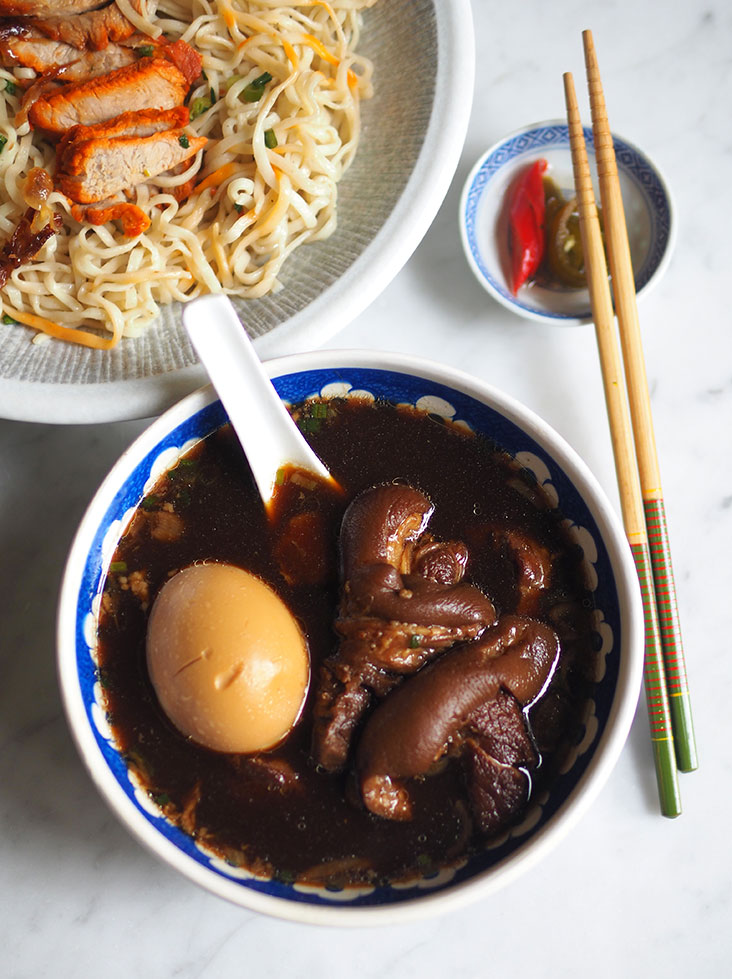 The braised pork leg is lovely with fork tender meat and gelatinous skin