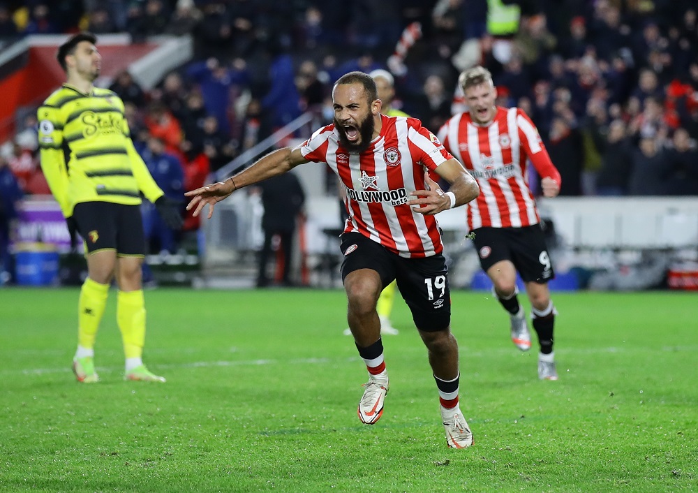 Brentford's Bryan Mbeumo celebrates after scoring the second goal against Watford December 11, 2021. u00e2u20acu2022 Reuters pic