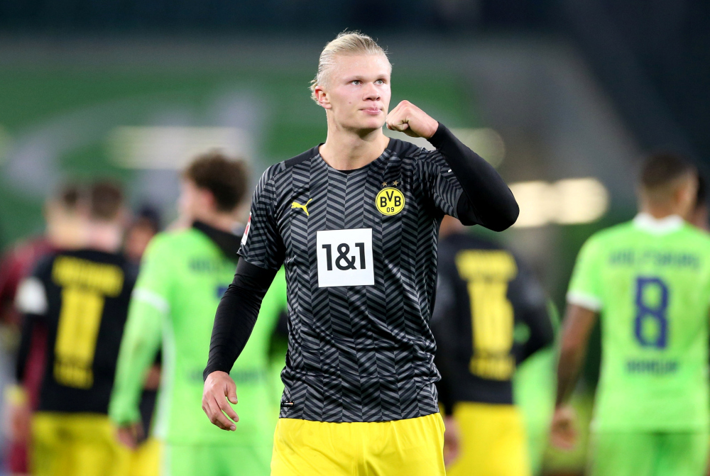 Borussia Dortmundu00e2u20acu2122s Erling Haaland celebrates after the match against VfL Wolfsburg at Volkswagen Arena, Wolfsburg, Germany, November 27, 2021. u00e2u20acu201d Reuters pic 