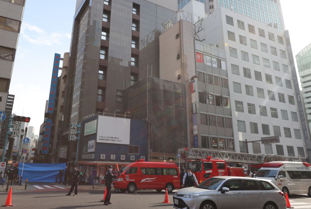 A picture shows a fire site in Osaka City, Osaka Prefecture on Dec. 17, 2021. An about 20-square-meter clinic on the fourth floor was burnt. u00e2u20acu201d The Yomiuri Shimbun pic via Reuters