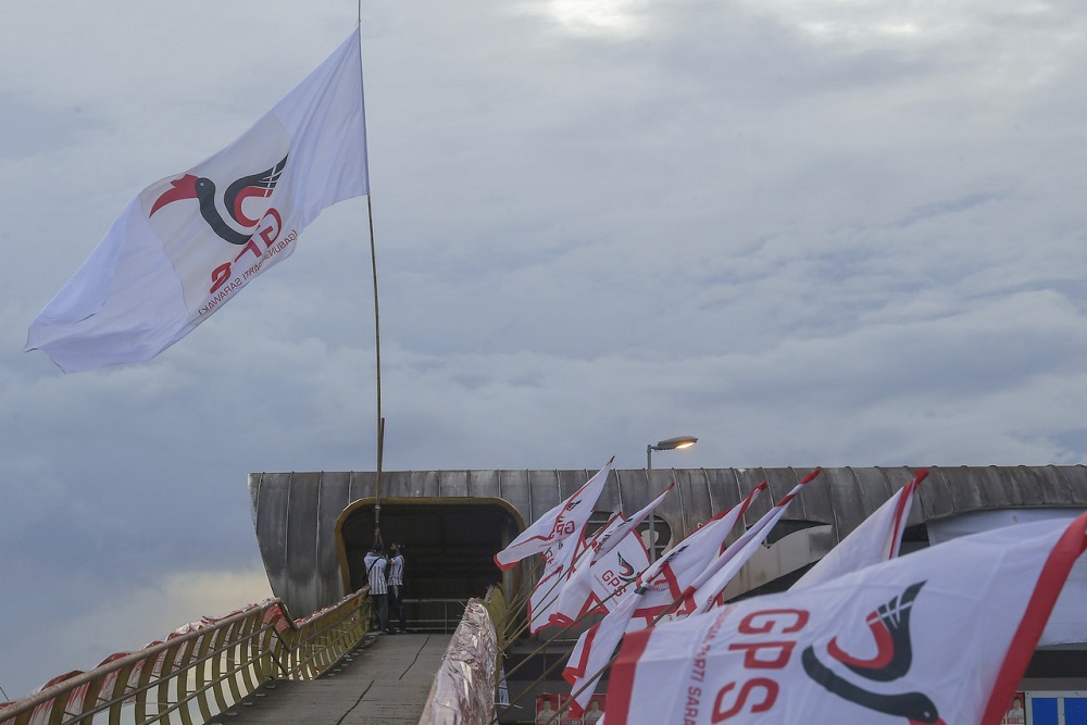 Gabungan Parti Sarawak flags are seen in Kuching December 11, 2021. u00e2u20acu201d Bernama pic