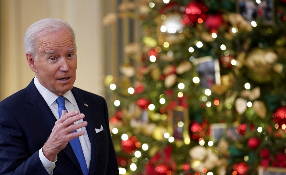 US President Joe Biden speaks about the country's fight against Covid-19 at the White House in Washington December 21, 2021. u00e2u20acu2022 Reuters pic