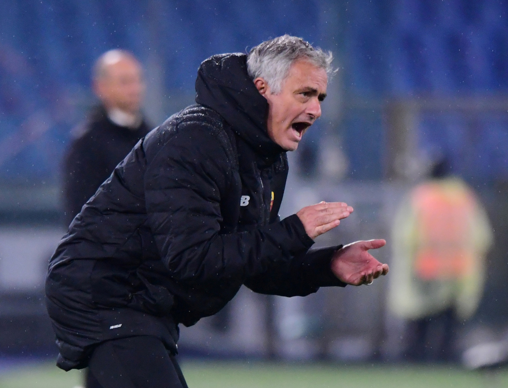 AS Roma coach Jose Mourinho reacts during the Europa Conference League Group C match against Zorya Luhansk at Stadio Olimpico, Rome, Italy, November 25, 2021. u00e2u20acu201d Reuters pic  