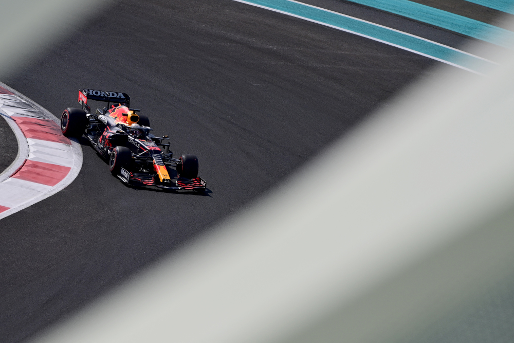 Red Bull driver Max Verstappen drives at the Yas Marina Circuit during the first free practice session of the Abu Dhabi Formula One Grand Prix, December 10, 2021. u00e2u20acu201d AFP picnn