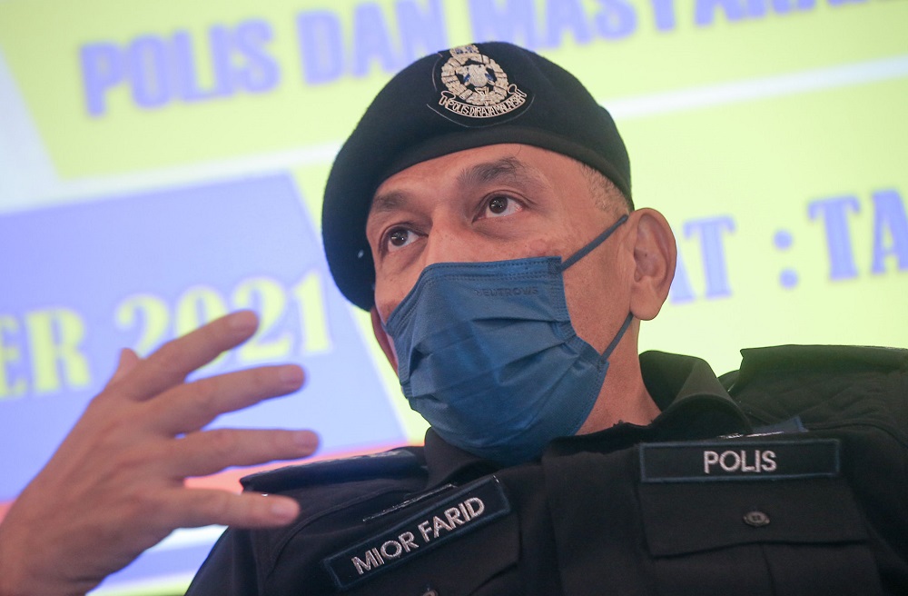 Perak police chief Datuk Mior Faridalathrash Wahid speaks to reporters in Taiping Perak. u00e2u20acu2022 Picture by Farhan Najib
