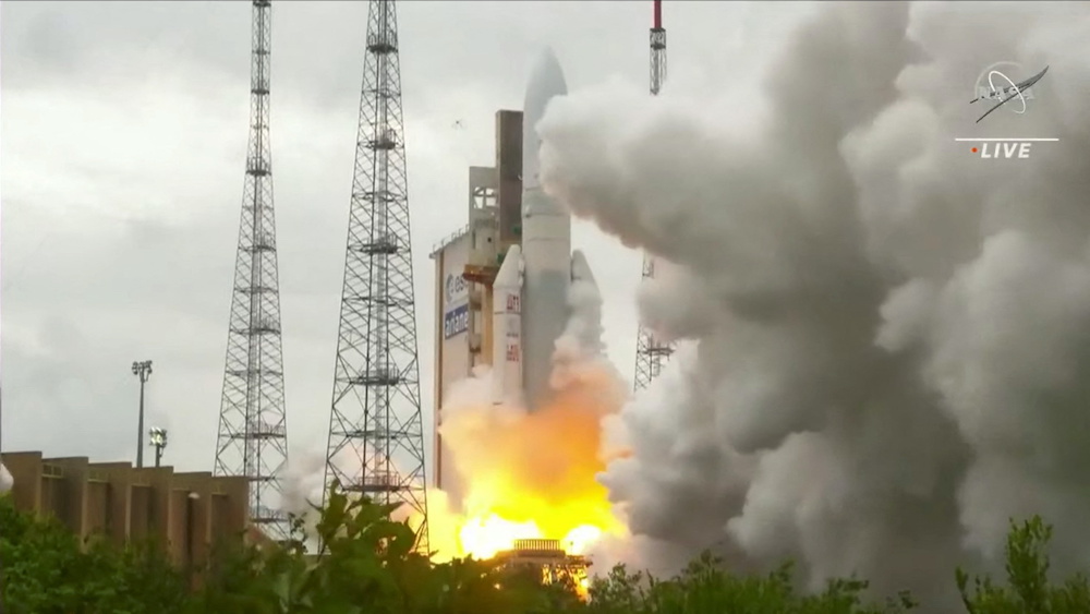 Arianespace's Ariane 5 rocket, with Nasau00e2u20acu2122s James Webb Space Telescope onboard, launches from Europe?s Spaceport, the Guiana Space Centre in Kourou, French Guiana December 25, 2021 in a still image from video. u00e2u20acu201d Reuters pic