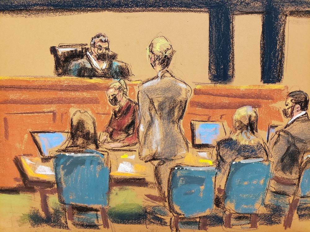Prosecutor Alison Moe stands as the government rests their case during the trial of Ghislaine Maxwell, the Jeffrey Epstein associate accused of sex trafficking, in a courtroom sketch in New York December 10, 2021. u00e2u20acu2022 Reuters pic
