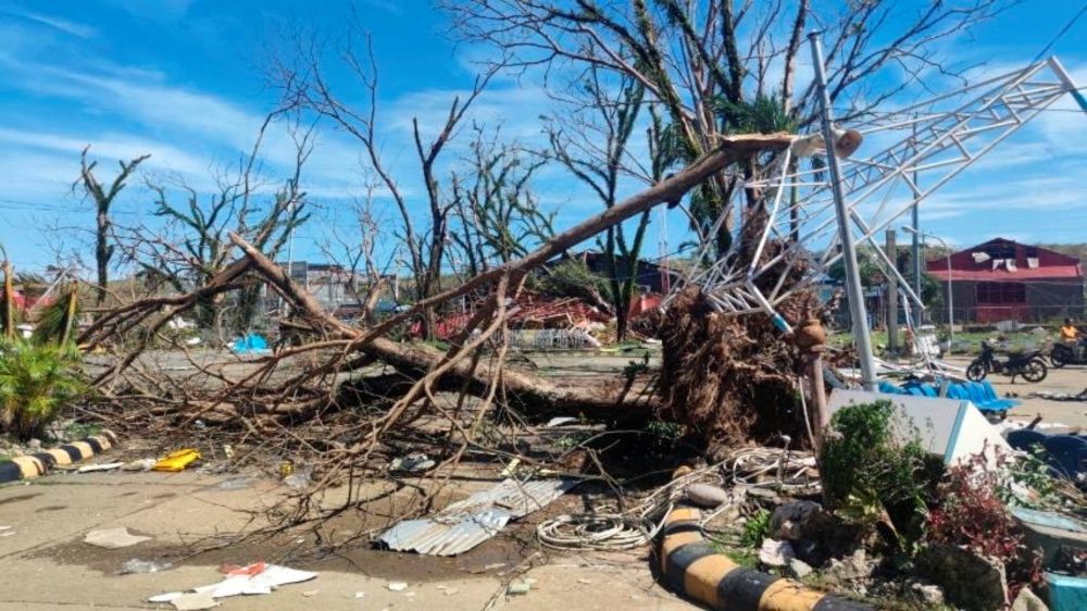 Fallen trees caused by Typhoon Rai seen in Siargao Island, Surigao del Norte, Philippines, December 17, 2021. u00e2u20acu201d Philippine Coast Guard/Handout via Reuters
