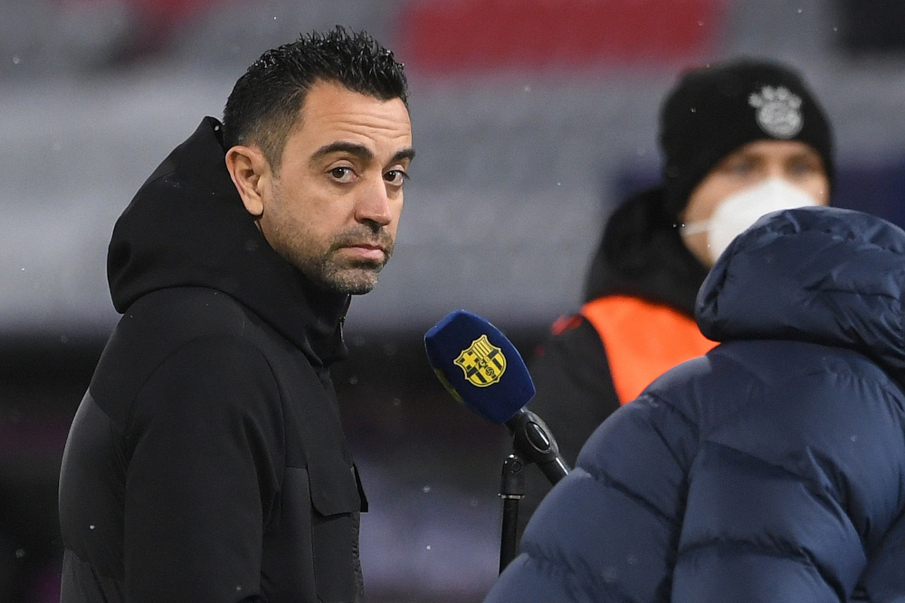 Barcelona coach Xavi Hernandez gives an interview prior to the Uefa Champions League group E football match FC Bayern Munich v FC Barcelona in Munich, southern Germany, December 8, 2021. u00e2u20acu201d AFP pic
