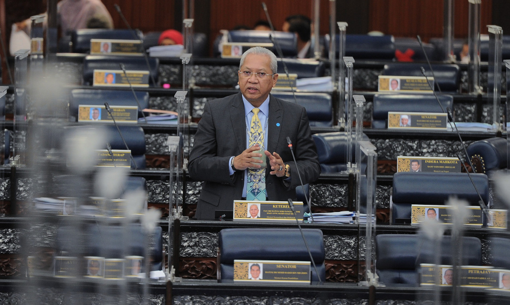 Communications and Multimedia Minister Tan Sri Annuar Musa speaking in Parliament, December 8, 2021. u00e2u20acu201d Bernama pic 