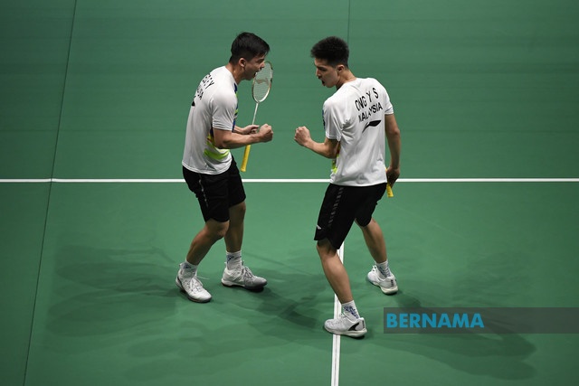 National menu00e2u20acu2122s doubles pair Ong Yew Sin-Teo Ee Yi during the second round match of the World Badminton Championships in Huelva, Spain. u00e2u20acu2022 Picture via Twitter/bernamadotcom