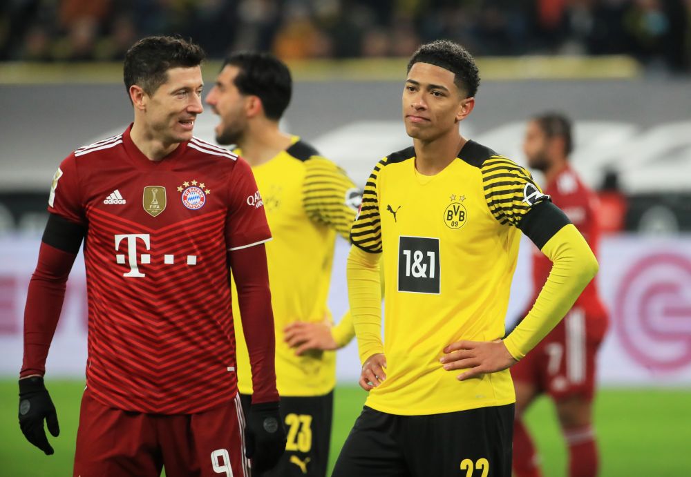Borussia Dortmund's Jude Bellingham (right) looks dejected after the match against Bayern Munich at the Signal Iduna Park, Dortmund December 4, 2021. u00e2u20acu201d Reuters pic