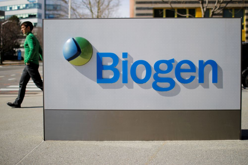 A sign marks a Biogen facility in Cambridge, Massachusetts March 9, 2020. u00e2u20acu201d Reuters pic