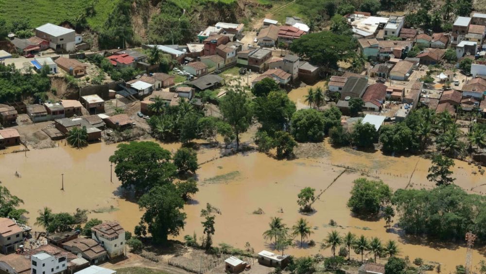 Handout picture taken on December 12, 2021 and released by the Brazilian presidency showings a flooded area in Itamaraju, in the south of Bahia State, Brazil, after heavy rains. u00e2u20acu201d AFP pic