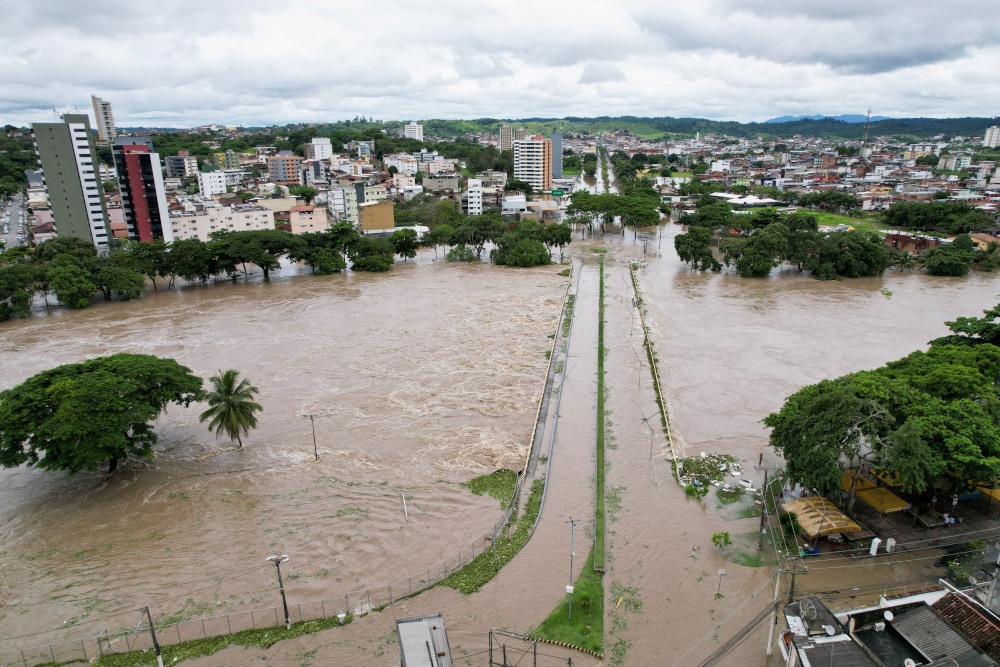 An aerial view shows a neighbourhood during flooding caused by the overflowing Cachoeira river in Itabuna, Bahia state, Brazil, December 26, 2021. u00e2u20acu201d Reuters picnn