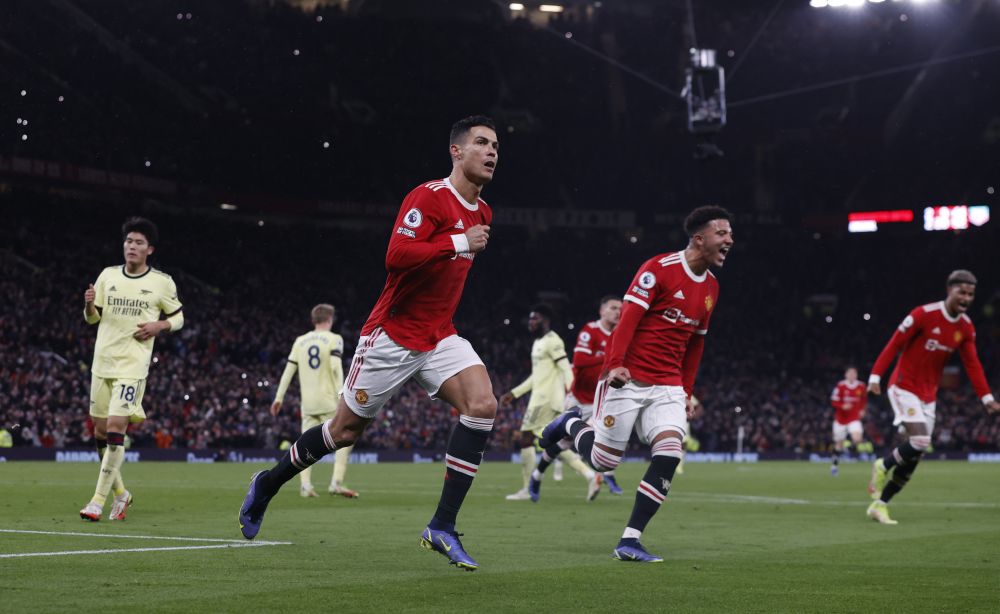 Manchester United's Cristiano Ronaldo celebrates scoring their third goal against Arsenal at Old Trafford, Manchester December 2, 2021. u00e2u20acu201d Reuters pic