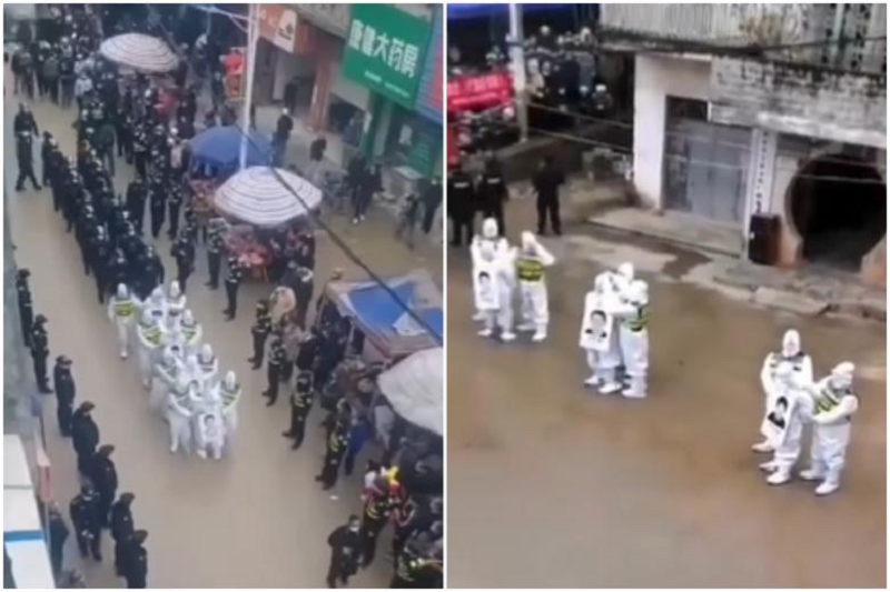 Four violators of China's Covid-19 rules were paraded on the streets of Guangxi as part of their punishment. u00e2u20acu2022 Screen capture via Twitter/ @billbirtles & @fangshimin