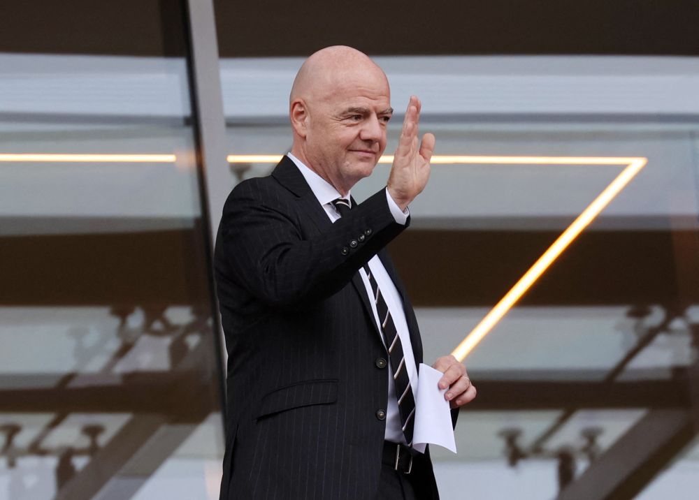 Fifa President Gianni Infantino is pictured during the Arab Cup third place playoff between Egypt and Qatar at Stadium 974 in Doha December 18, 2021. u00e2u20acu201dReuters pic