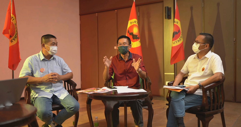 (From left) See, Liu, and Tan are seen during the Facebook live session. u00e2u20acu201d Borneo Post Online pic