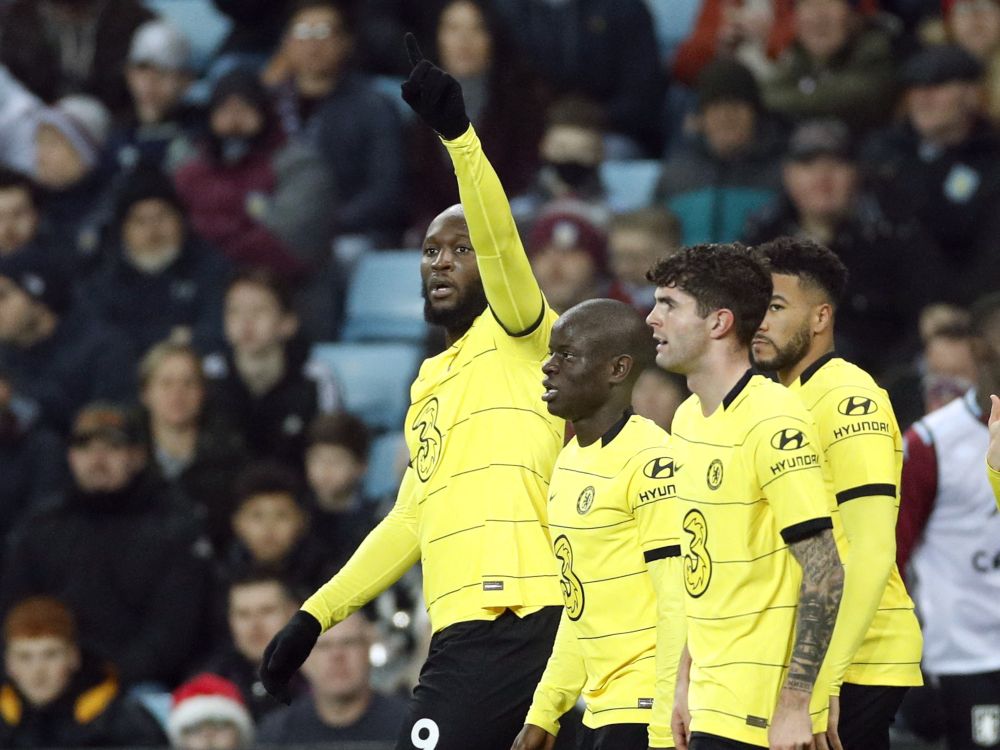 Chelsea's Romelu Lukaku celebrates scoring their second goal against Aston Villa at Villa Park, Birmingham December 26, 2021. u00e2u20acu201d Reuters picnn