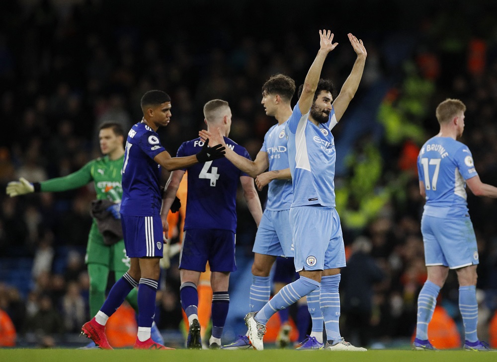 Manchester City's Ilkay Gundogan celebrates after the match against Leeds United December 15, 2021. u00e2u20acu2022 Reuters pic