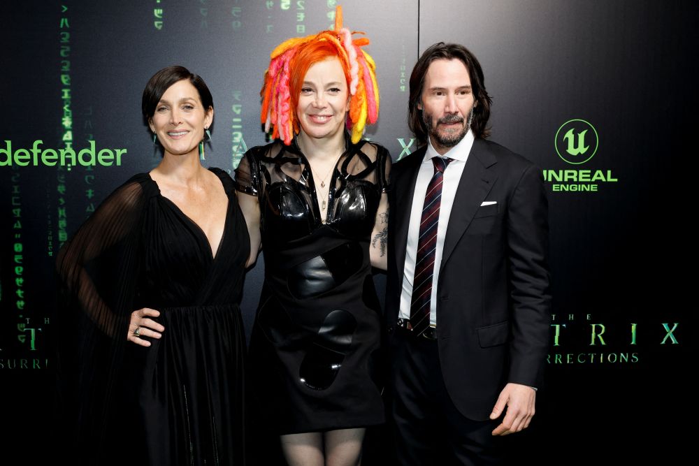 Director and producer Lana Wachowski and actors Carrie-Anne Moss and Keanu Reeves pose on the red carpet at the premiere of u00e2u20acu02dcThe Matrix Resurrectionsu00e2u20acu2122 in San Francisco December 18, 2021. u00e2u20acu201d Reuters pic