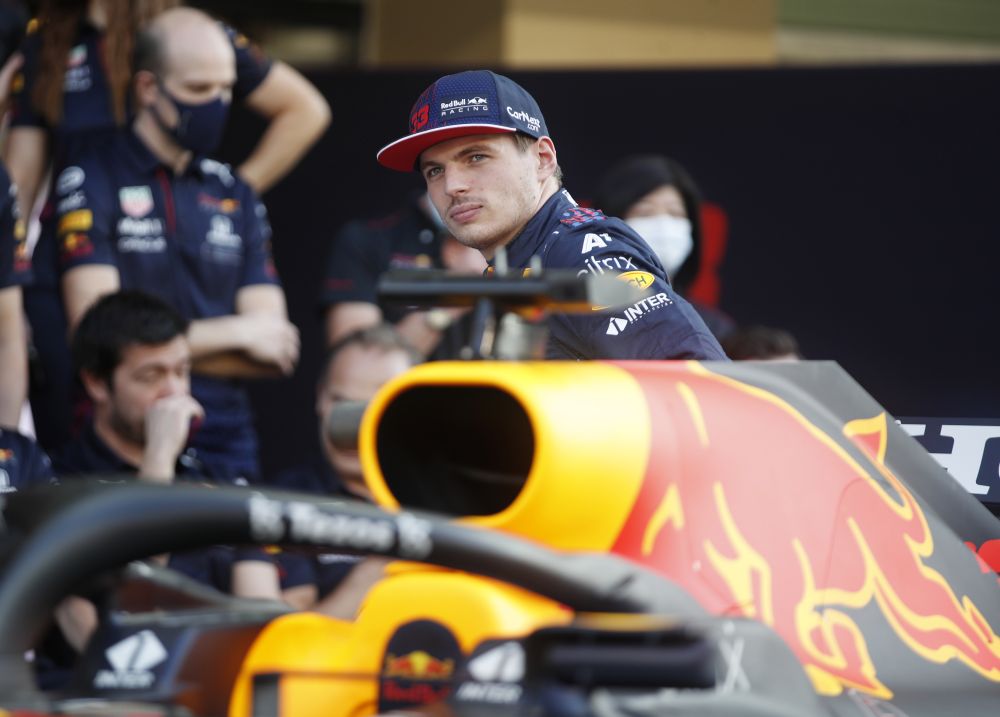 Red Bullu00e2u20acu2122s Max Verstappen during a team photo ahead of the Abu Dhabi Grand Prix at the Yas Marina Circuit, Abu Dhabi December 9, 2021. u00e2u20acu201d Reuters pic