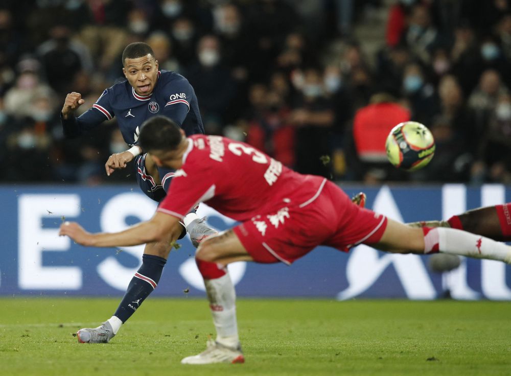 Paris St Germain's Kylian Mbappe scores their second goal against AS Monaco at Parc des Princes, Paris December 12, 2021. u00e2u20acu201d Reuters pic 