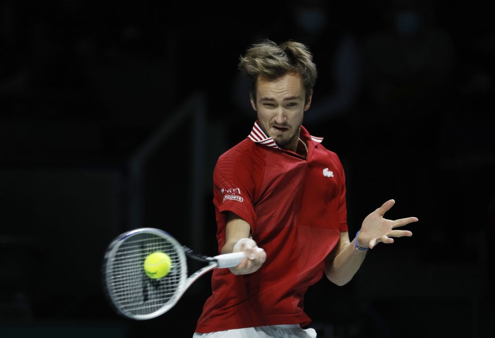 Russian Tennis Federation's Daniil Medvedev in action during his match against Sweden's Mikael Ymer at the Madrid Arena December 2, 2021. u00e2u20acu201d Reuters pic