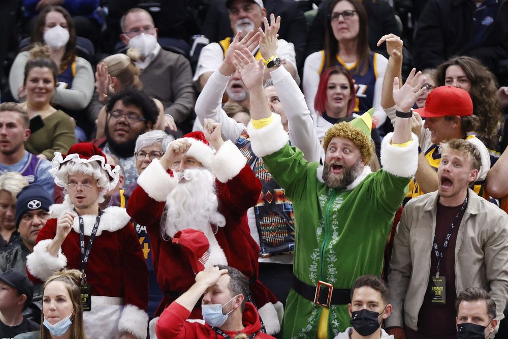 Utah Jazz fans show their Christmas spirit against the Minnesota Timberwolves at the Vivint Arena in Utah  December 23, 2021. u00e2u20acu201d Reuters picnn