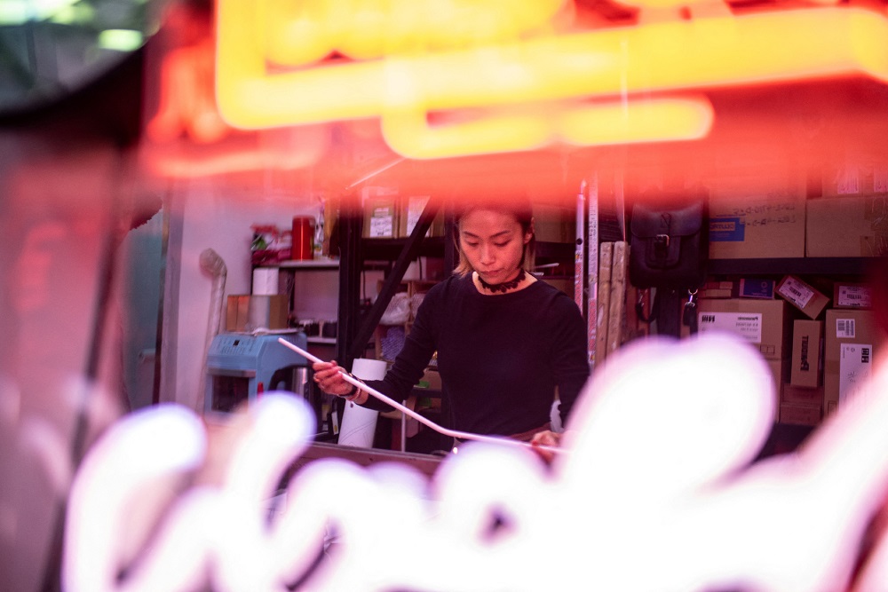 Neon artist Karen Chan, better known by her professional artistic name Chankalun. u00e2u20acu2022 AFP pic
