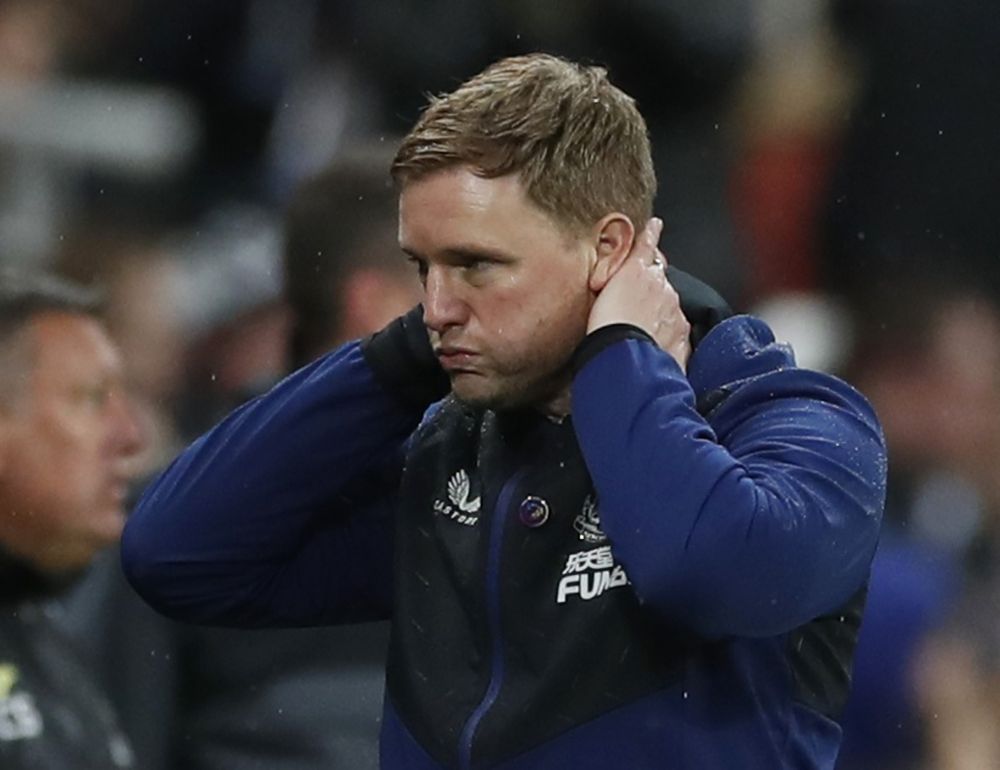 Newcastle United manager Eddie Howe reacts during the game against Norwich City at St Jamesu00e2u20acu2122 Park, Newcastle November 30, 2021. u00e2u20acu201d Reuters pic 
