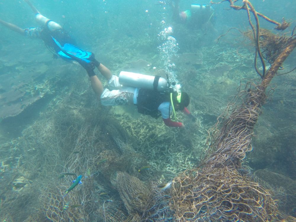 Ghost nets are known to trap and kill marine life, and smother reefs. — Picture courtesy of Reef Check Malaysia