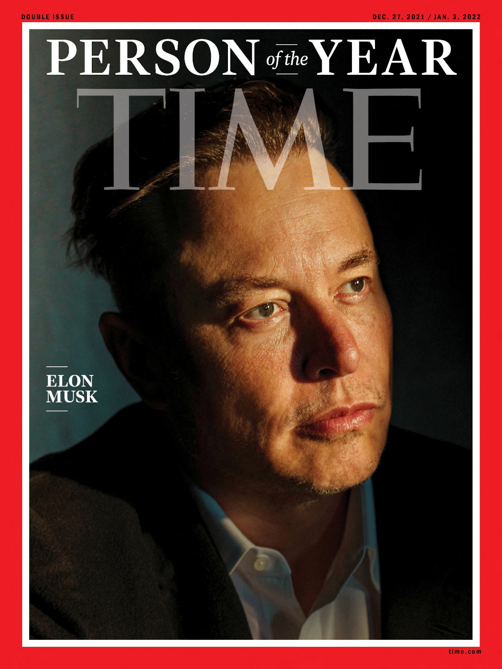Elon Musk, founder and CEO of rocket company SpaceX and Tesla CEO, poses on the cover image of Time magazine's 2021 u00e2u20acu02dcPerson of the Yearu00e2u20acu2122 edition released in New York December 13, 2021. u00e2u20acu201d Mark Mahaney for Time handout pic via Reuters
