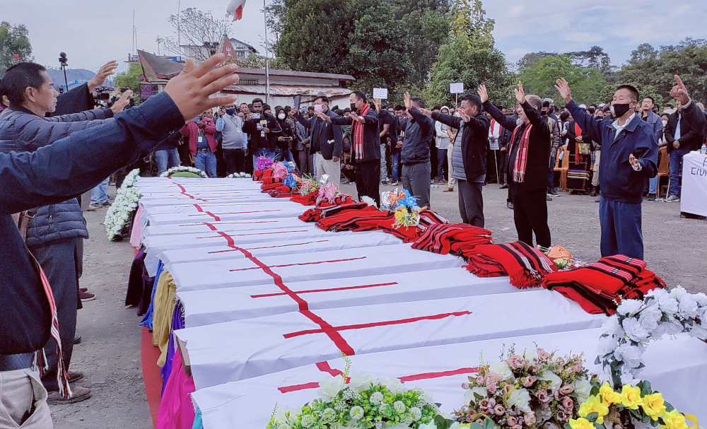 People attend a mass funeral of civilians who were mistakenly killed by security forces, in Mon district of the north-eastern state of Nagaland, India, December 6, 2021. u00e2u20acu201d Reuters pic