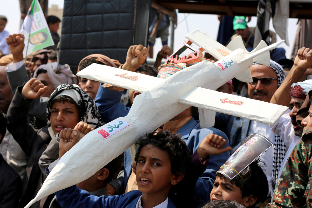 Followers of the Houthi movement carry a mock drone during a rally held to mark the Ashura in Saada, Yemen September 10, 2019. u00e2u20acu201d Reuters pic