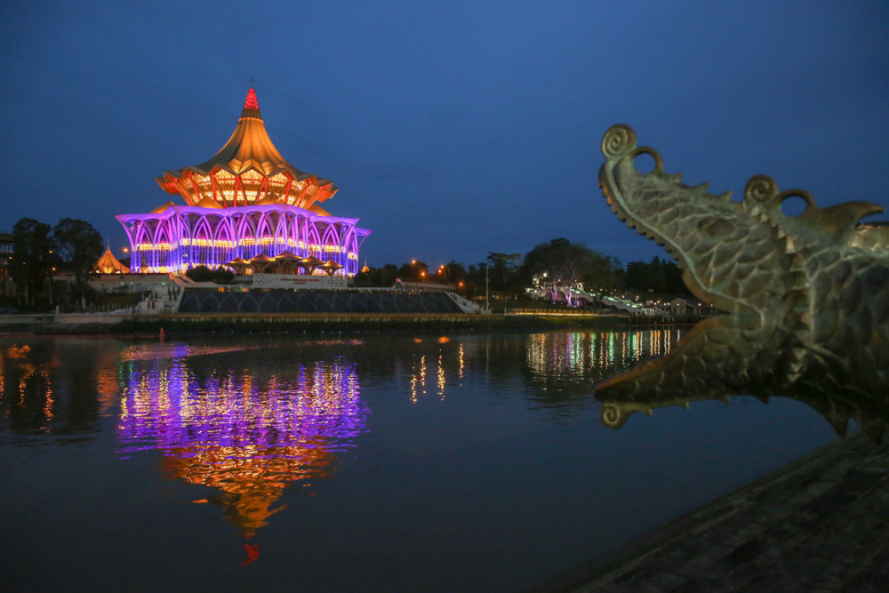 The Sarawak State Legislative Assembly building pictured at sunset in Kuching, Sarawak, December 15, 2021. u00e2u20acu201d Picture by Yusof Mat Isa