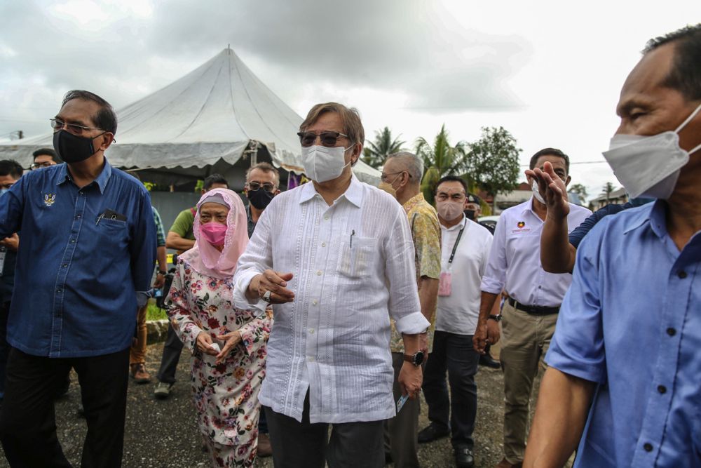 Sarawak Chief Minister Tan Sri Abang Johari Openg arrives to cast his vote at Kompleks Sukan Satok in Kuching December 18, 2021. u00e2u20acu2022 Picture by Yusof Mat Isa