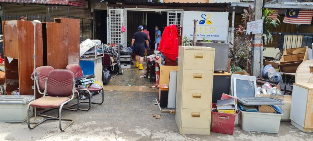 SEED Foundation’s office in Chow Kit has been severely damaged by the flood. ― Picture courtesy of NIsha Ayub