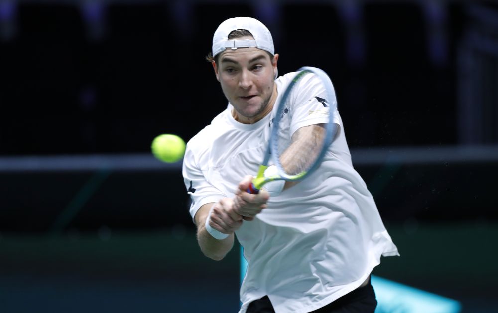 Germany's Jan-Lennard Struff in action during his match against Great Britain's Cameron Norrie during the Davis Cup Finals at Olympiahalle, Innsbruck November 30, 2021. u00e2u20acu201d Reuters pic 