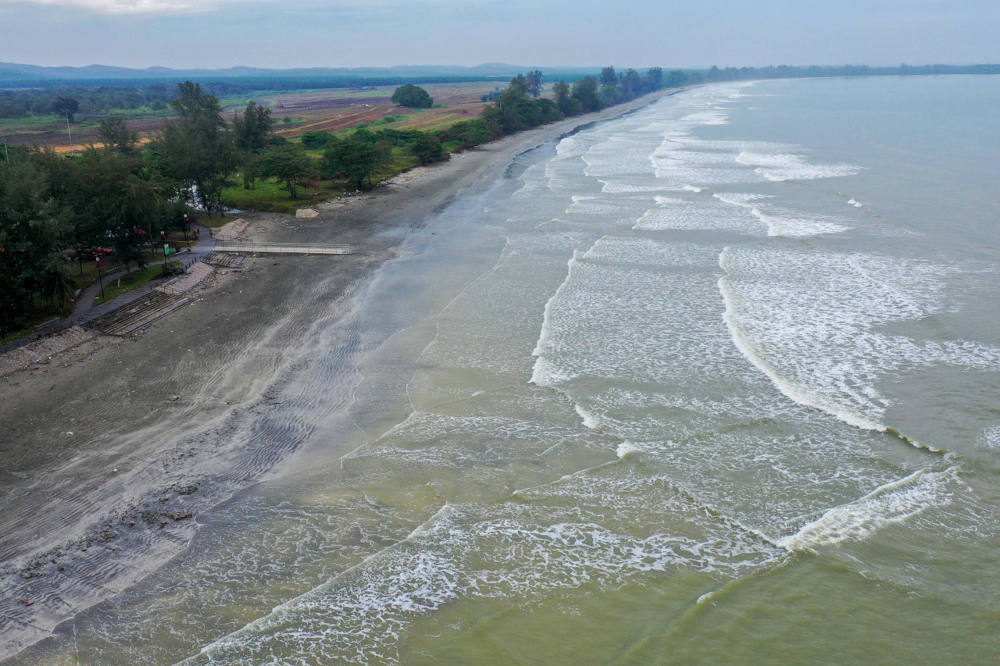 An aerial view of the coastline of Tanjung Balau in Johor, December 17, 2021. u00e2u20acu201d Bernama pic 
