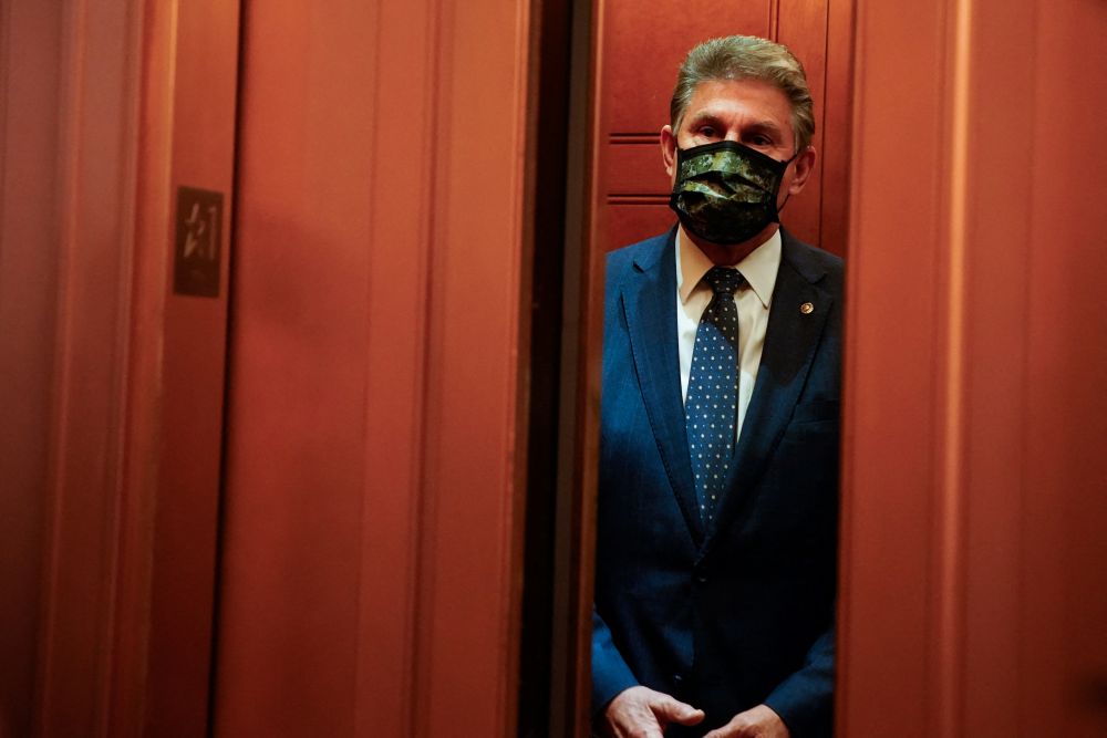 US Senator Joe Manchin closes the door of an elevator after a Democratic policy luncheon at the US Capitol in Washington December 16, 2021. u00e2u20acu201d Reuters pic