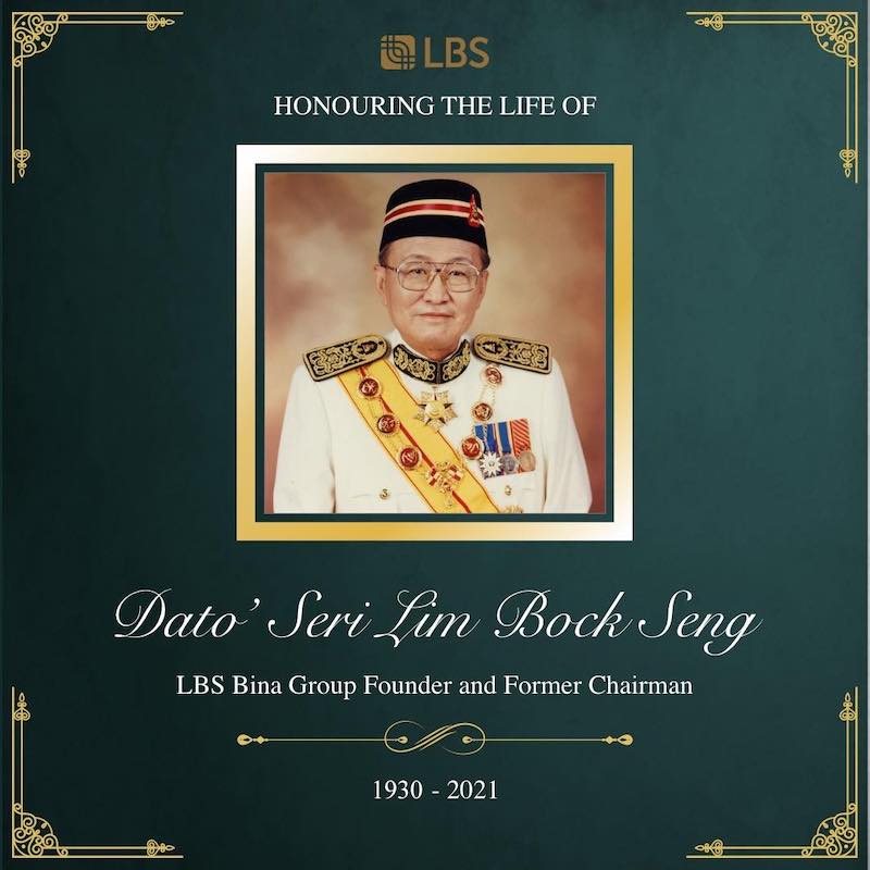 Datuk Seri Lim Bock Seng had been the groupu00e2u20acu2122s chairman until earlier this month when he stepped down and retired.u00e2u20acu201d Picture via Facebook/LBS Bina