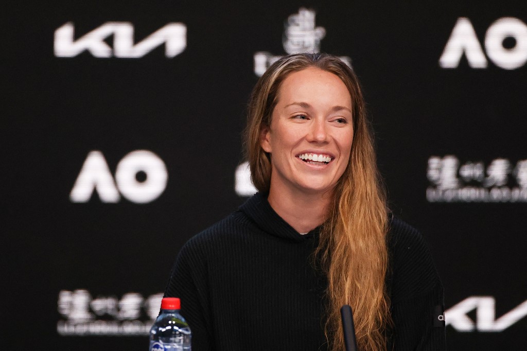 Danielle Collins of the US attends a press conference after losing the women's singles final match to Australia's Ashleigh Barty on day thirteen of the Australian Open tennis tournament in Melbourne on January 29, 2022. u00e2u20acu201d AFP pic